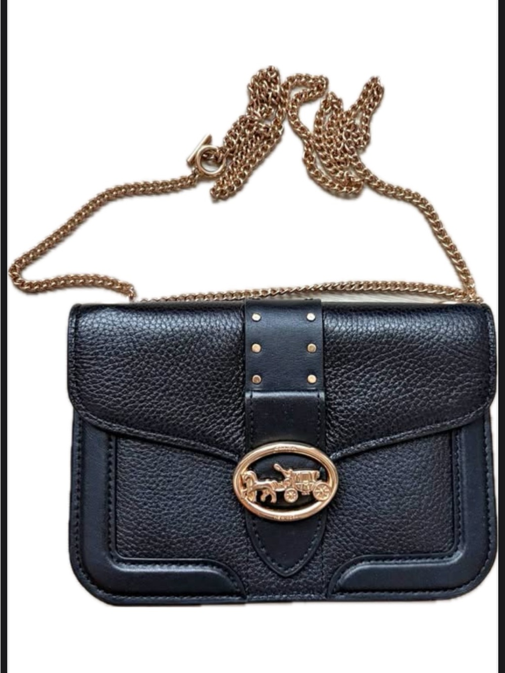 Coach Black Leather Crossbody with Gold Hardware